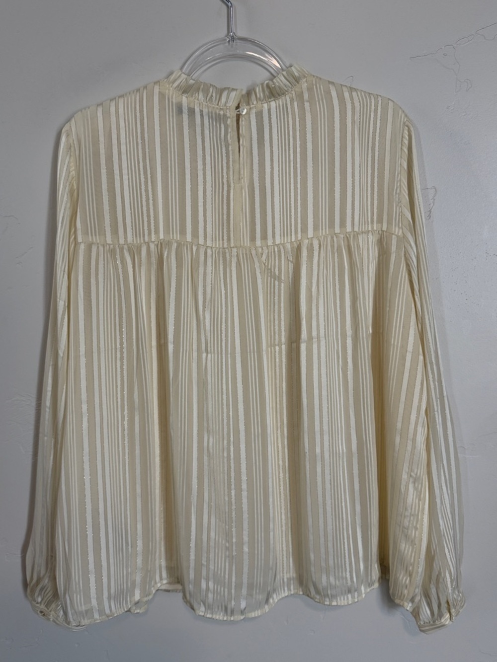 Zac & Rachel Ivory Smocked Yoke Ruffled Neck Long Sleeve Blouse - Picture 5 of 7